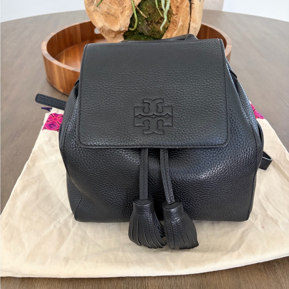 Tory Burch Thea Mini Backpack Black Pebbled Leather - Picture 2 of 16